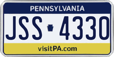 PA license plate JSS4330