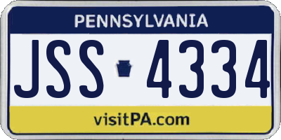 PA license plate JSS4334