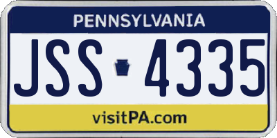 PA license plate JSS4335