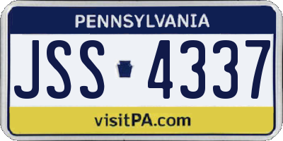 PA license plate JSS4337