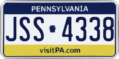 PA license plate JSS4338