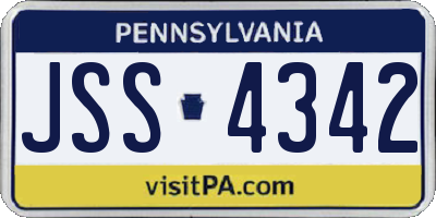PA license plate JSS4342