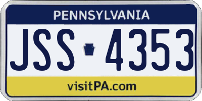 PA license plate JSS4353
