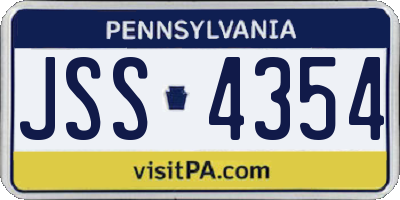 PA license plate JSS4354