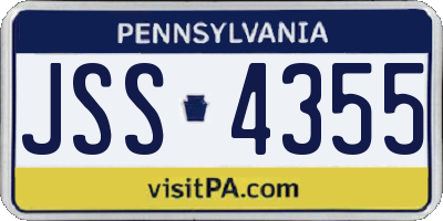 PA license plate JSS4355