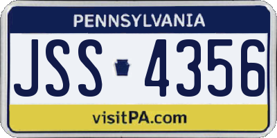 PA license plate JSS4356