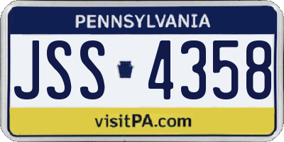 PA license plate JSS4358