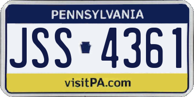 PA license plate JSS4361