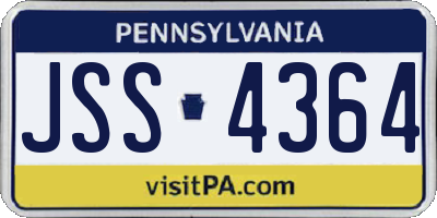 PA license plate JSS4364