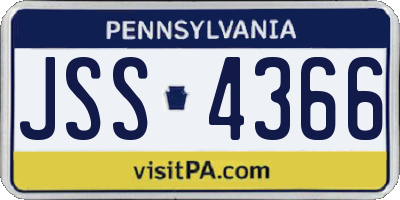 PA license plate JSS4366