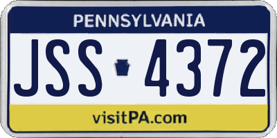 PA license plate JSS4372
