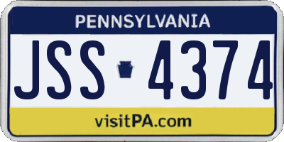 PA license plate JSS4374