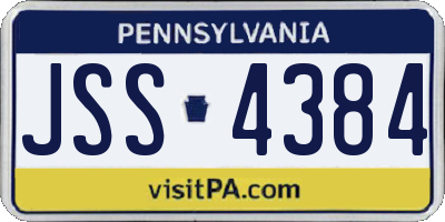 PA license plate JSS4384