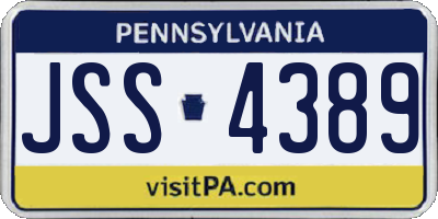 PA license plate JSS4389