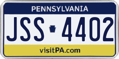 PA license plate JSS4402