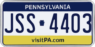 PA license plate JSS4403