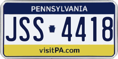 PA license plate JSS4418