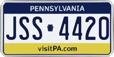 PA license plate JSS4420