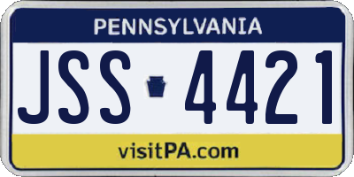 PA license plate JSS4421