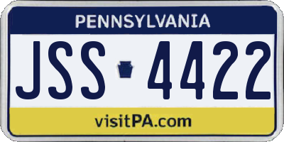 PA license plate JSS4422
