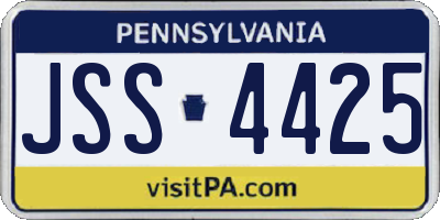 PA license plate JSS4425