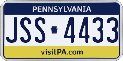 PA license plate JSS4433