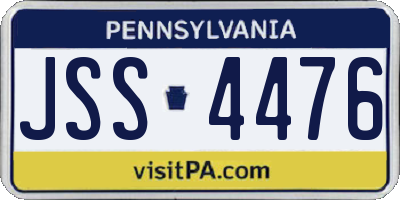 PA license plate JSS4476
