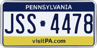 PA license plate JSS4478