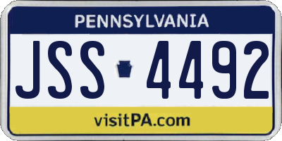 PA license plate JSS4492