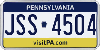 PA license plate JSS4504