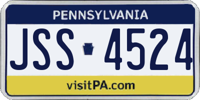 PA license plate JSS4524