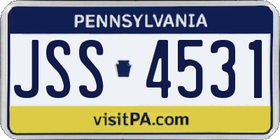 PA license plate JSS4531