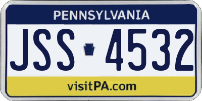 PA license plate JSS4532