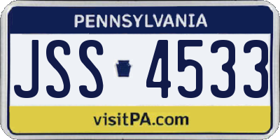 PA license plate JSS4533