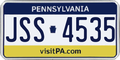 PA license plate JSS4535