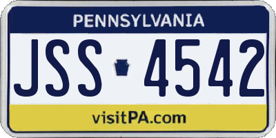 PA license plate JSS4542