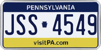 PA license plate JSS4549