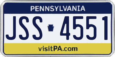PA license plate JSS4551