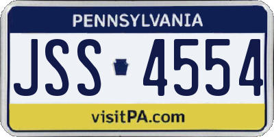 PA license plate JSS4554