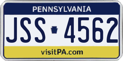 PA license plate JSS4562
