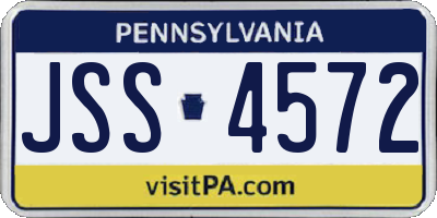 PA license plate JSS4572