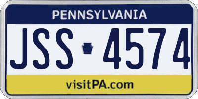 PA license plate JSS4574
