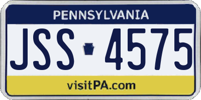PA license plate JSS4575