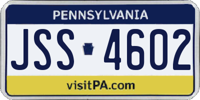 PA license plate JSS4602