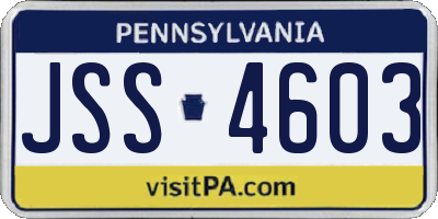 PA license plate JSS4603