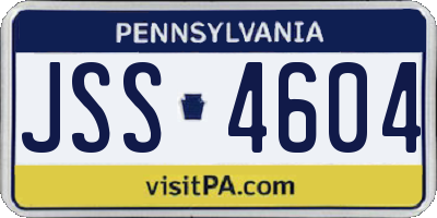 PA license plate JSS4604