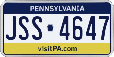 PA license plate JSS4647