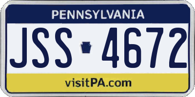 PA license plate JSS4672