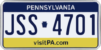 PA license plate JSS4701