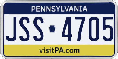 PA license plate JSS4705
